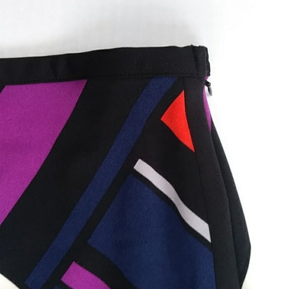 Worthington Pattern Pencil Skirt w/Front Slit 6 Black Blue - Picture 8 of 15